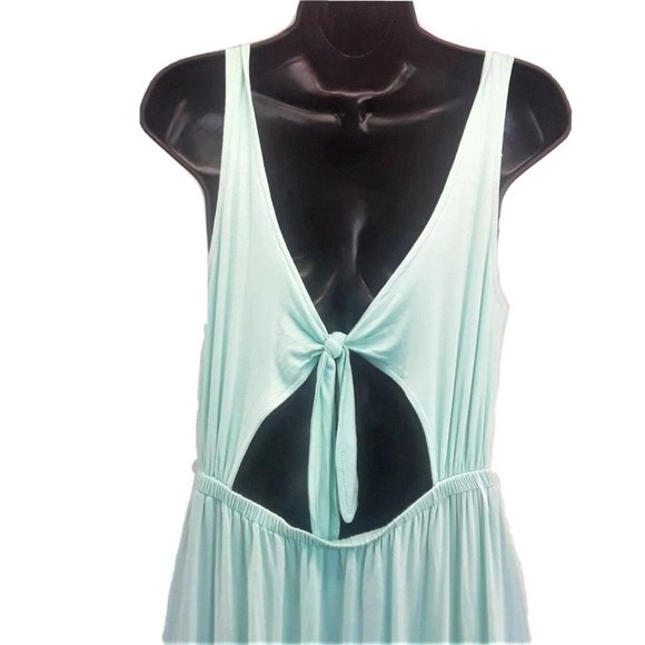 NWT Francesca's Maxi Dress Green Knit Semi Sheer Juniors Size Large Pastel - Picture 4 of 9